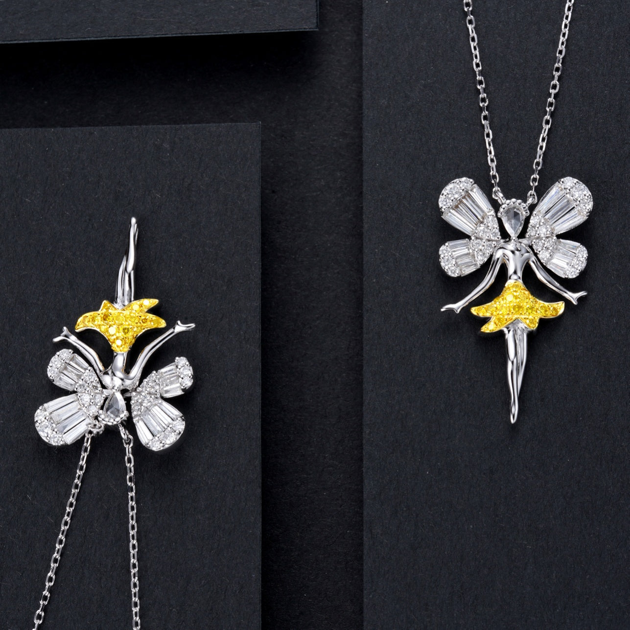 Diamond Angel Pendant Jewelry - Exquisite Craftsmanship - Yellow Diamond Pendant