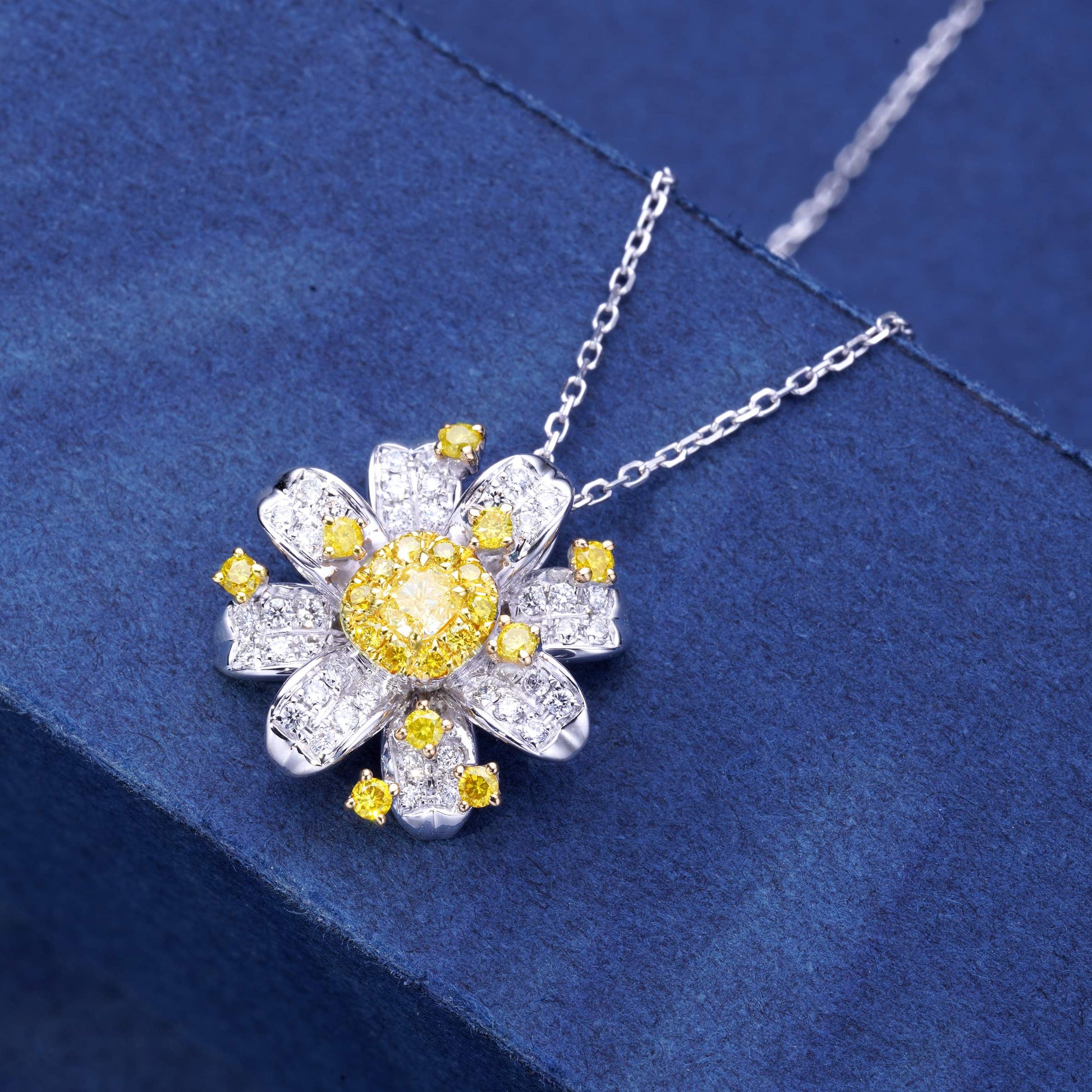 Diamond Bloom Pendant - Luxurious Jewelry Piece - Yellow Diamond Pendant