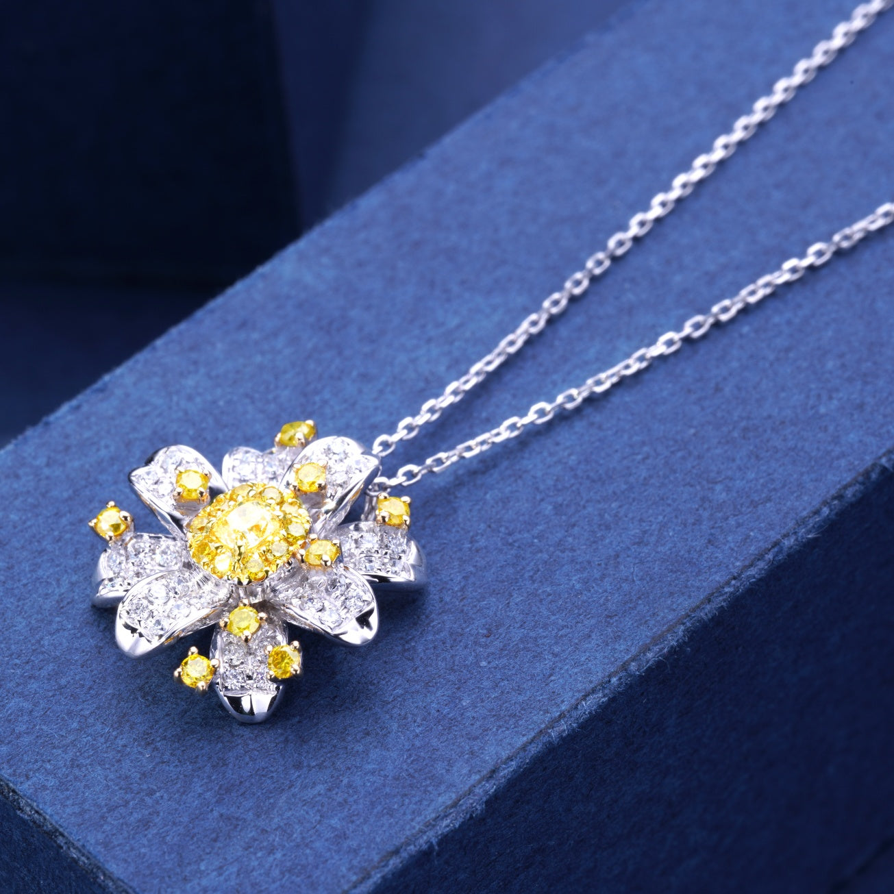 Diamond Bloom Pendant - Luxurious Jewelry Piece - Yellow Diamond Pendant