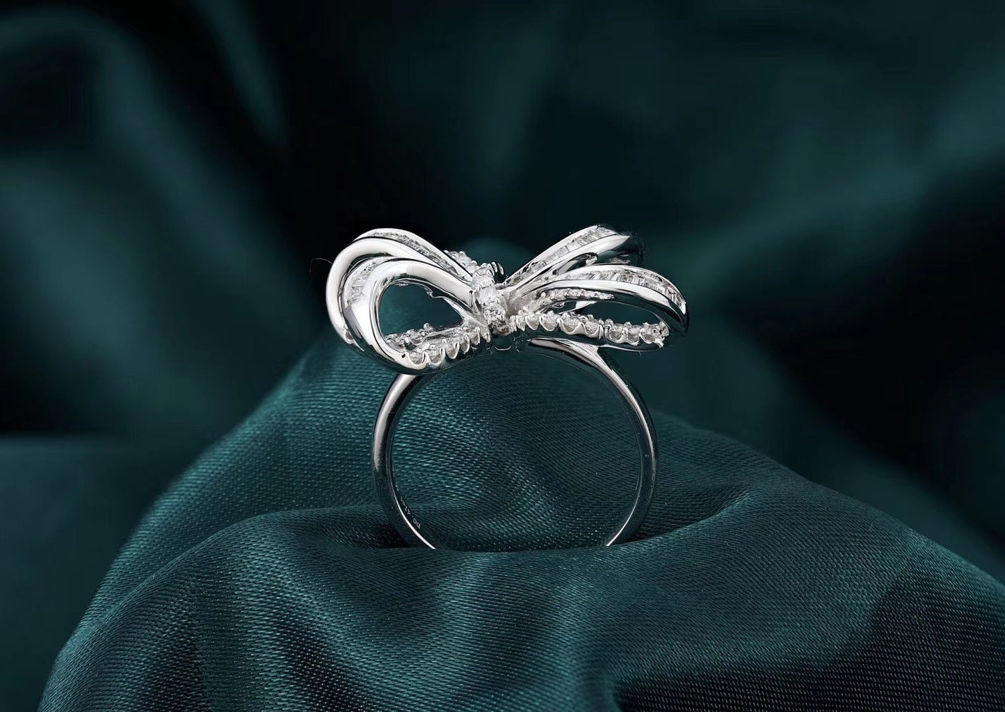 Diamond Bowknot Ring - Elegant Jewelry Piece - White Diamond Ring