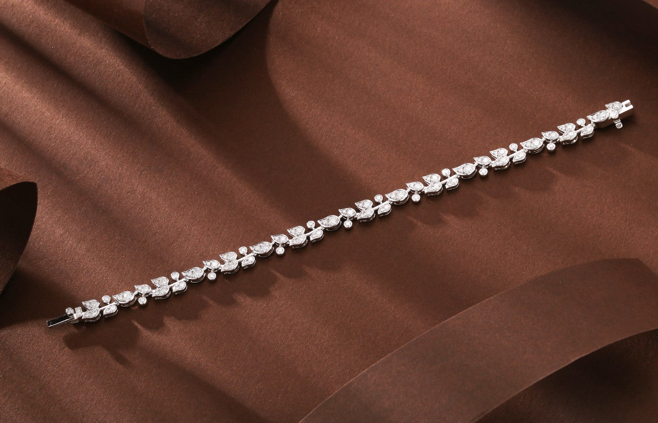 Diamond Branch Bracelet - Unique Jewelry Piece - White Diamond Bracelet