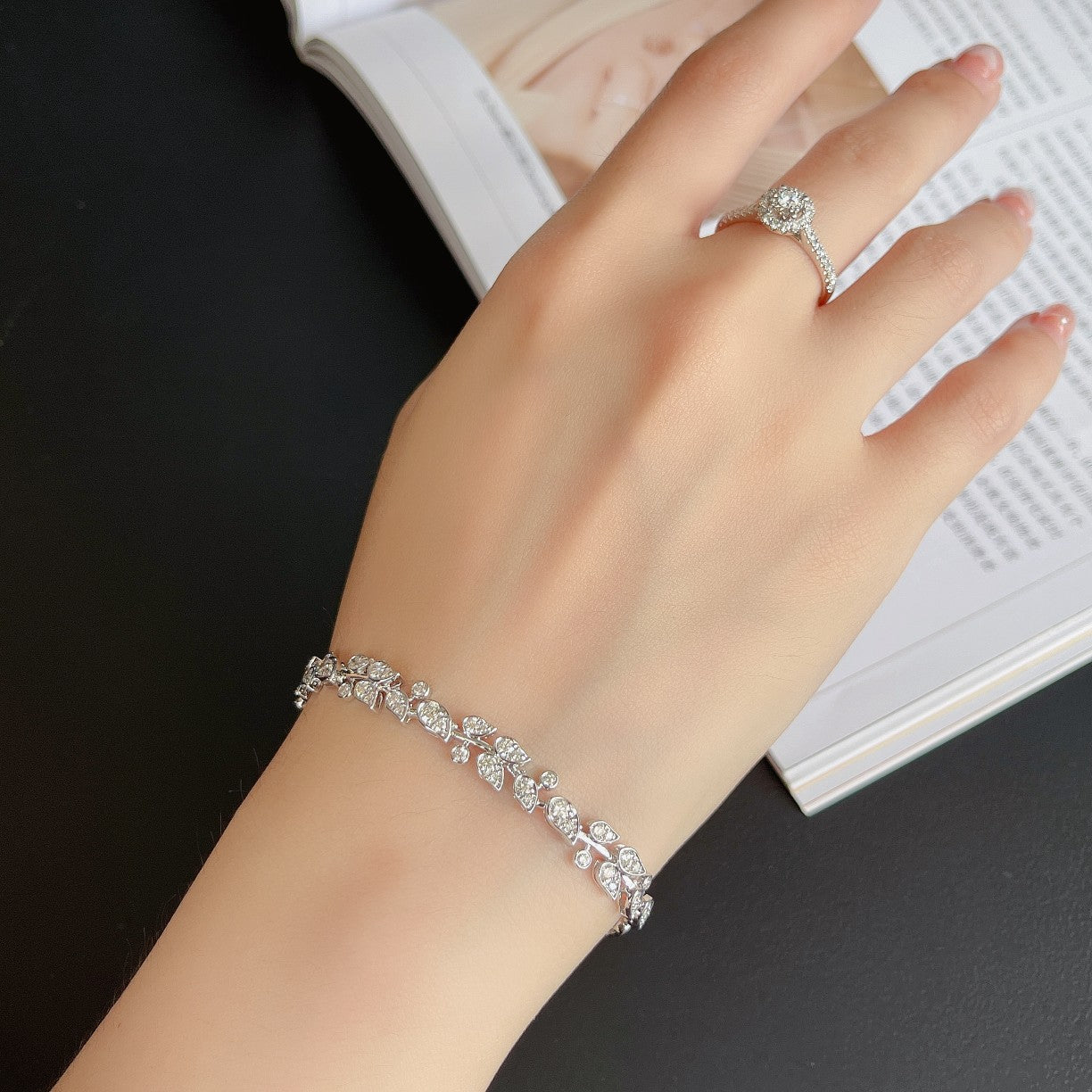 Diamond Branch Bracelet - Unique Jewelry Piece - White Diamond Bracelet