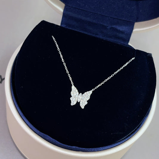 Diamond Butterfly Pendant - Elegant Jewelry Piece - White Diamond Pendant