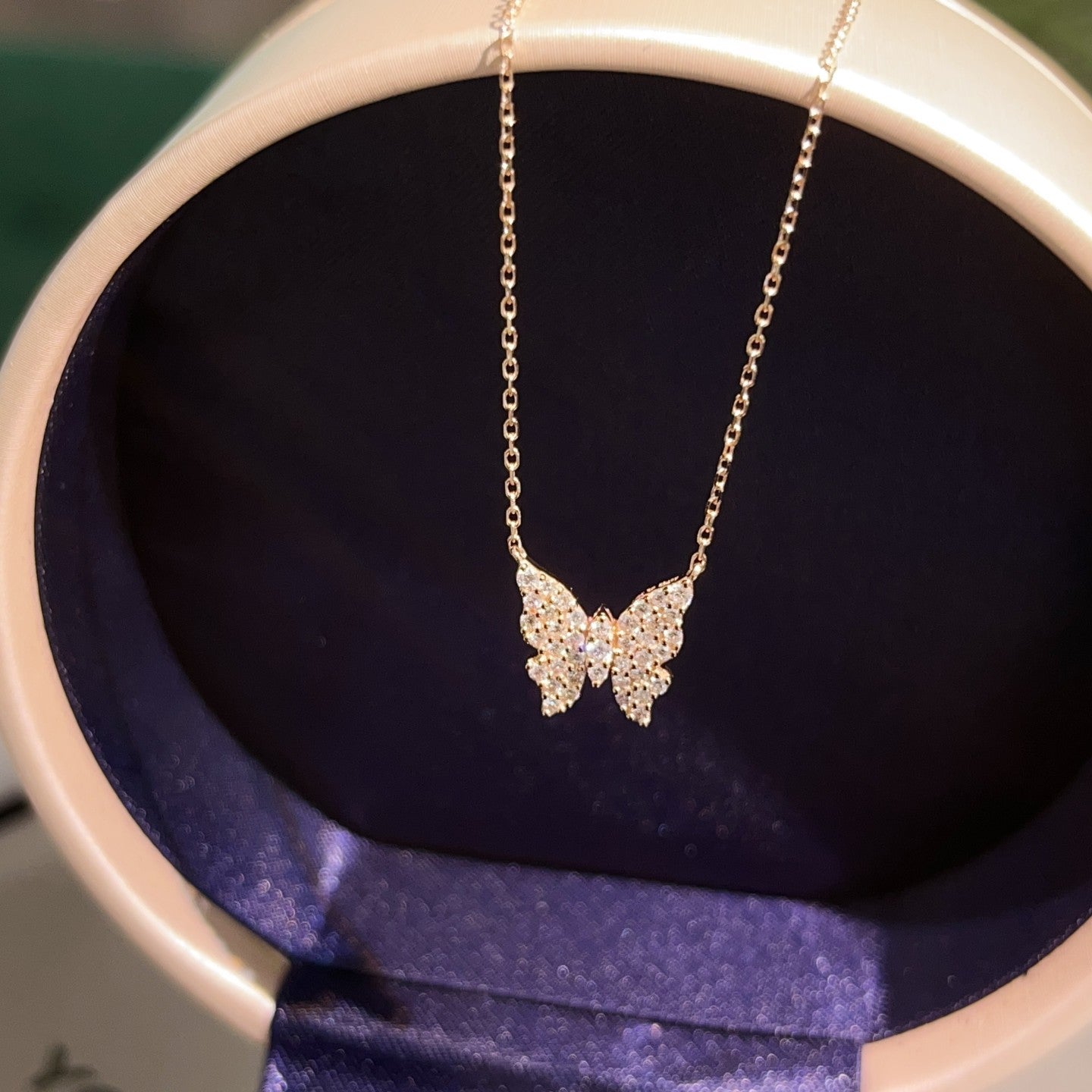 Diamond Butterfly Pendant - Elegant Jewelry Piece - White Diamond Pendant