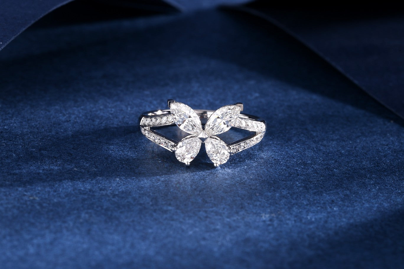 Diamond Butterfly Ring - Unique Jewelry Piece - White Diamond Ring