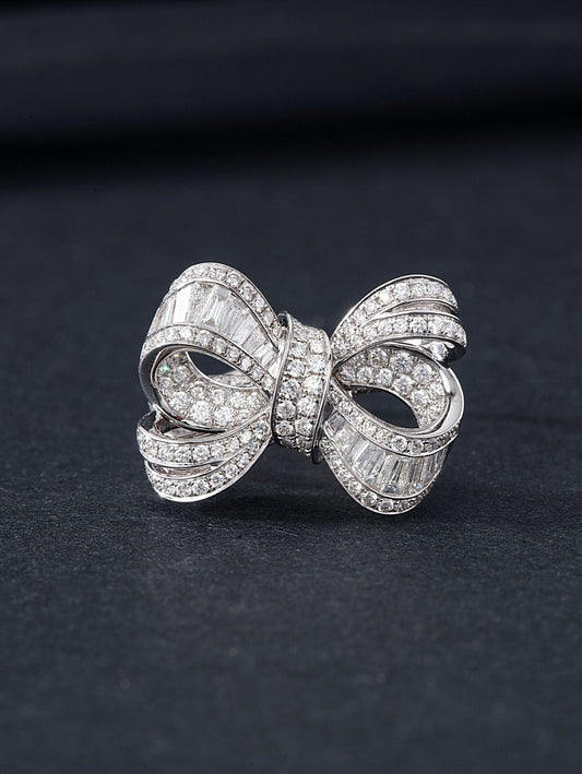 Diamond Butterfly Ring with Dual-Wear Design - Premium Jewelry - White Diamond Ring