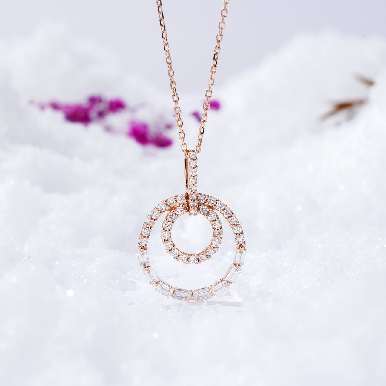 Diamond Circle Pendant - Unique Jewelry Piece - White Diamond Pendant