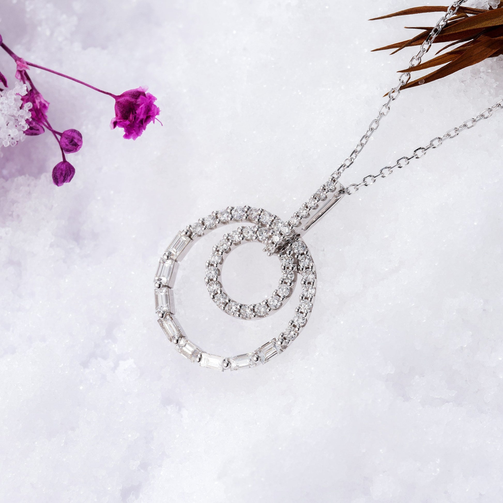 Diamond Circle Pendant - Unique Jewelry Piece - White Diamond Pendant