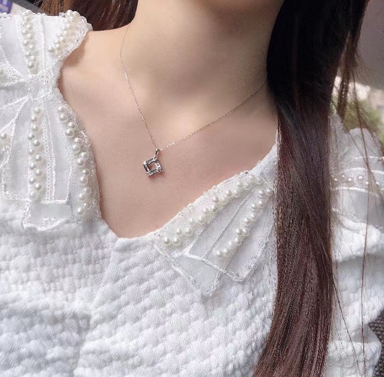 Diamond Cross Square Pendant Jewelry - Unique and Elegant Choice - White Diamond Pendant