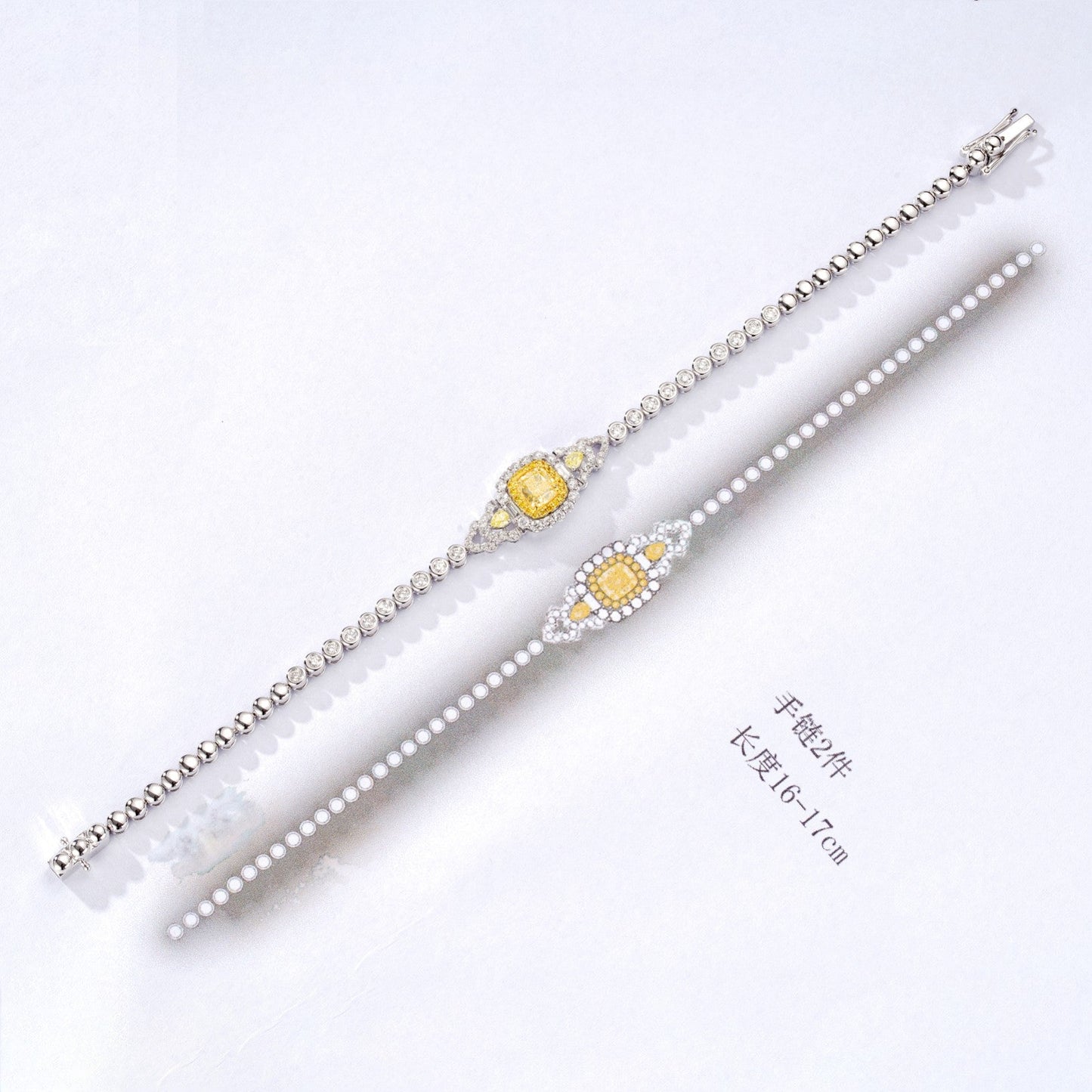 Diamond Cushion Bubble Bracelet - Exquisite Jewelry Piece - Yellow Diamond Bracelet