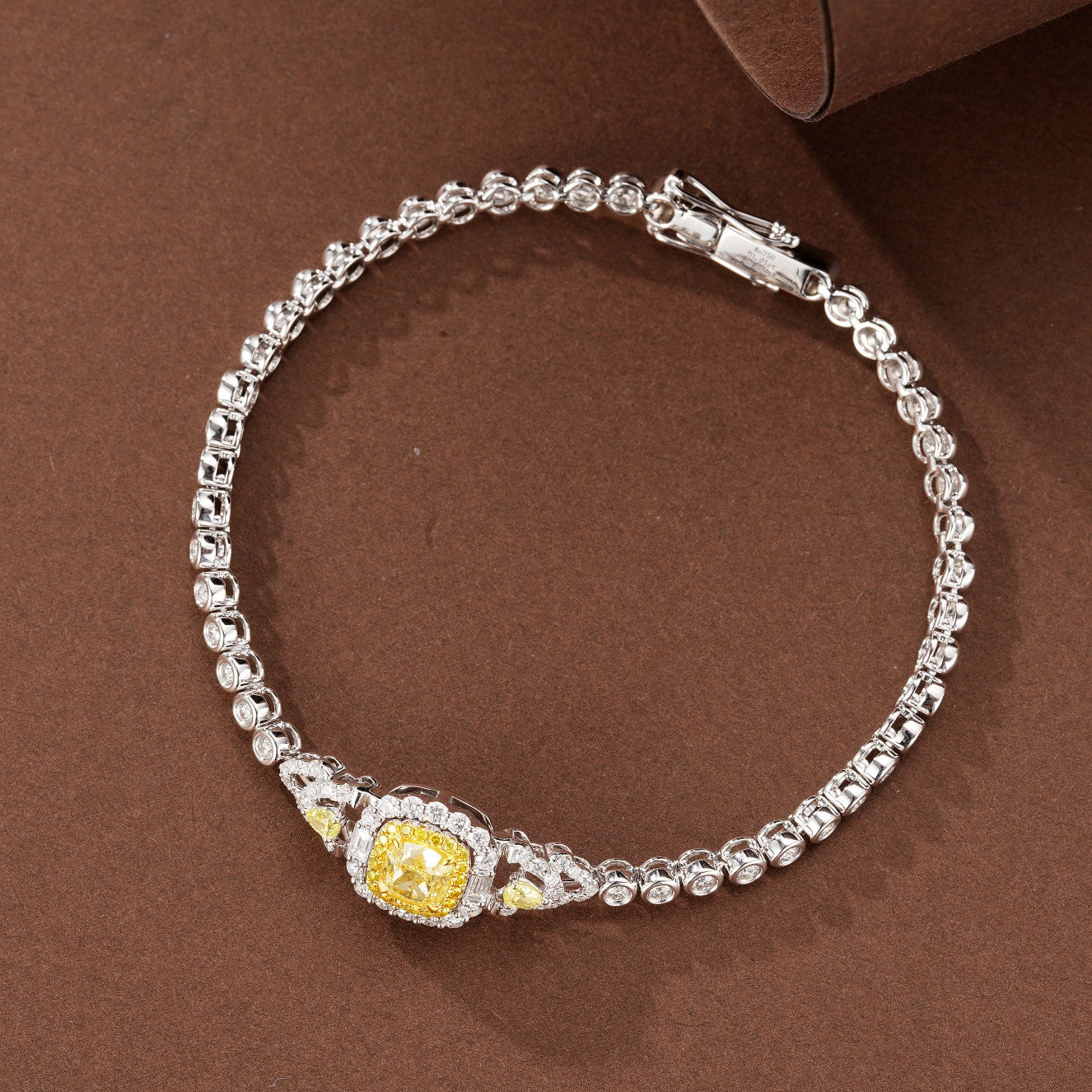 Diamond Cushion Bubble Bracelet - Exquisite Jewelry Piece - Yellow Diamond Bracelet