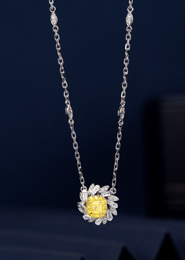 Diamond Daisy Pendant - Unique and Elegant Jewelry Piece - Yellow Diamond Pendant