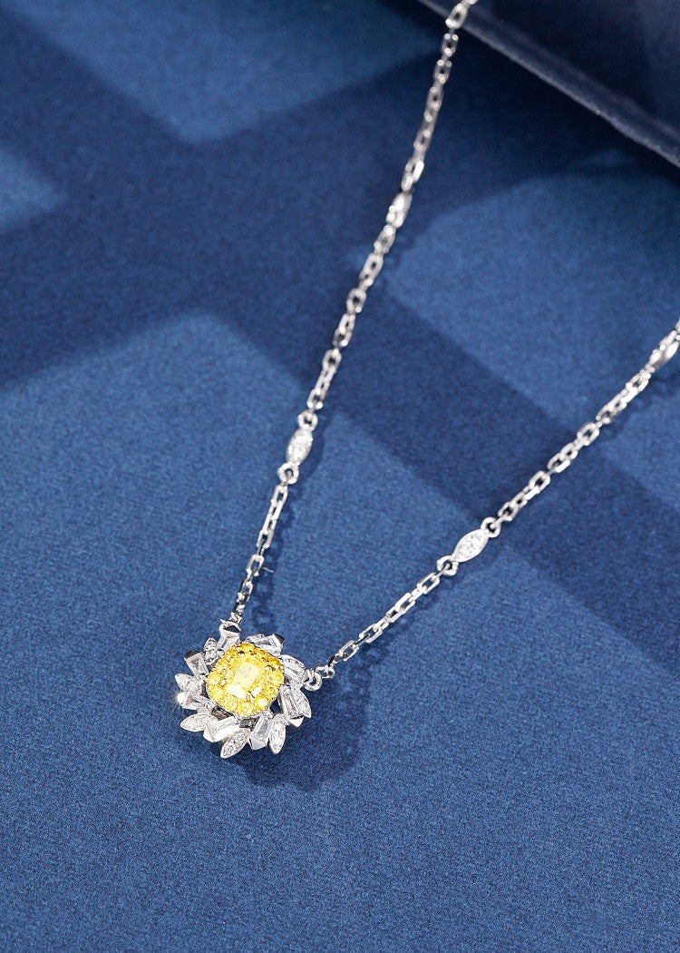 Diamond Daisy Pendant - Unique and Elegant Jewelry Piece - Yellow Diamond Pendant