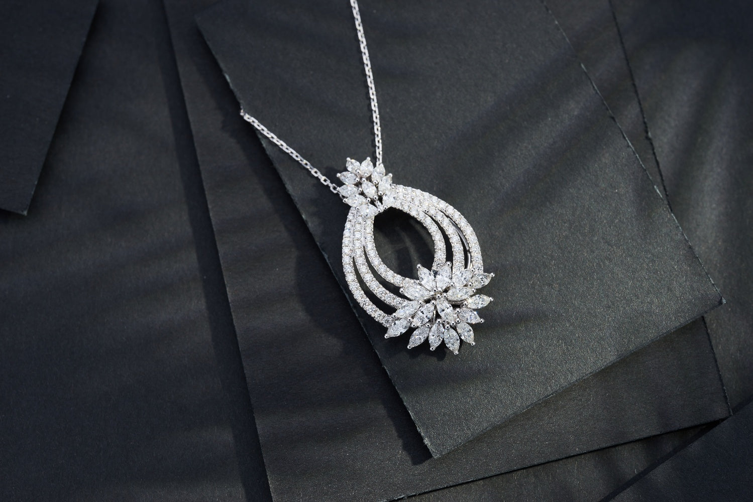 Diamond Double Horseshoe Pendant (Chain Not Included) - Luxurious Jewelry - White Diamond Pendant