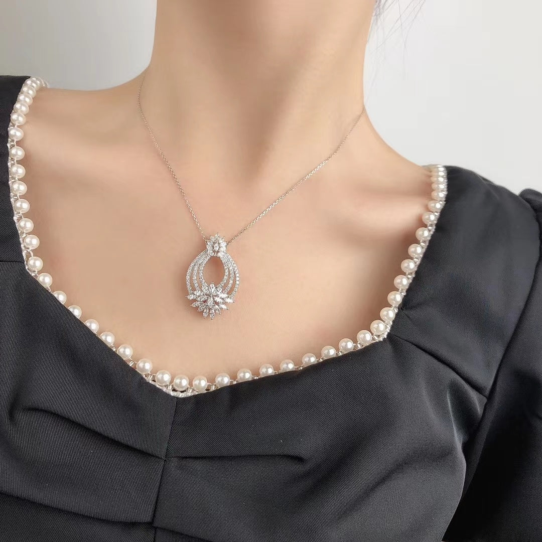 Diamond Double Horseshoe Pendant (Chain Not Included) - Luxurious Jewelry - White Diamond Pendant