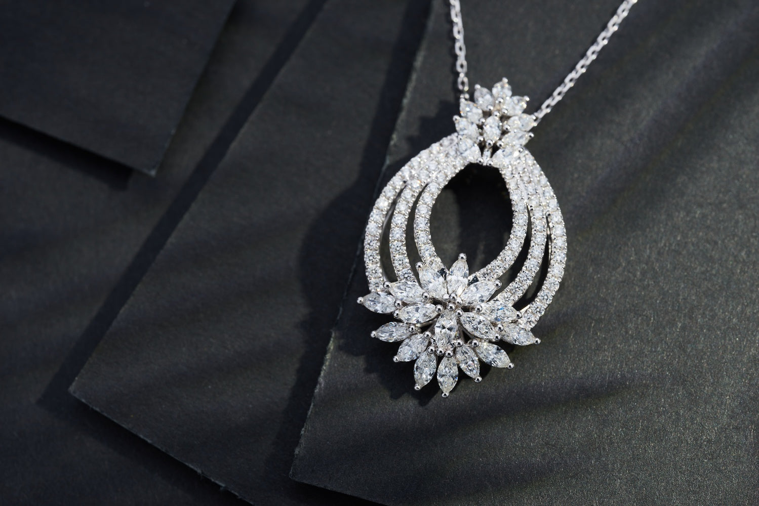 Diamond Double Horseshoe Pendant (Chain Not Included) - Luxurious Jewelry - White Diamond Pendant