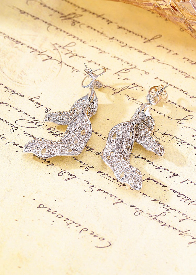 Diamond Double Leaf Earrings - A Unique Jewelry Piece Jeweler.Jewelry