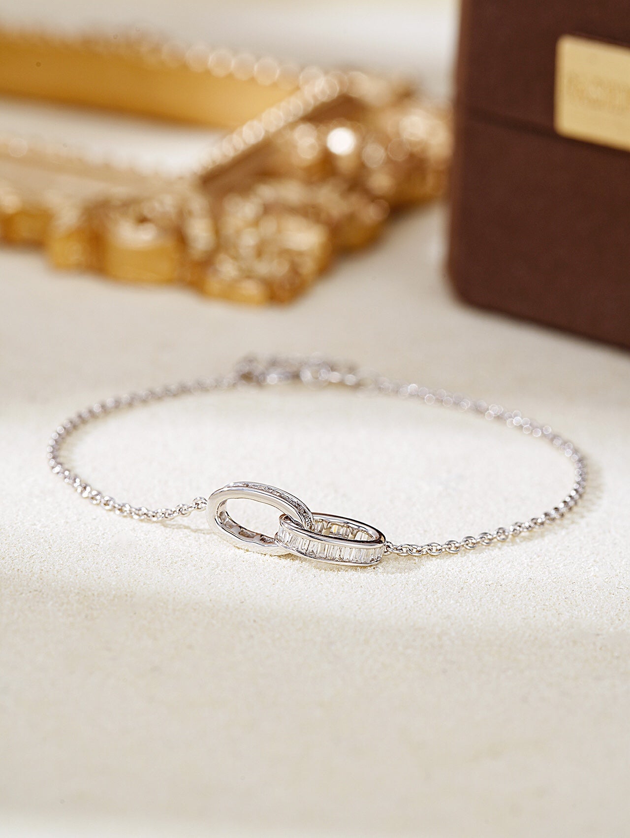 Diamond Double Loop T-Bar Bracelet - Luxury Jewelry - White Diamond Bracelet