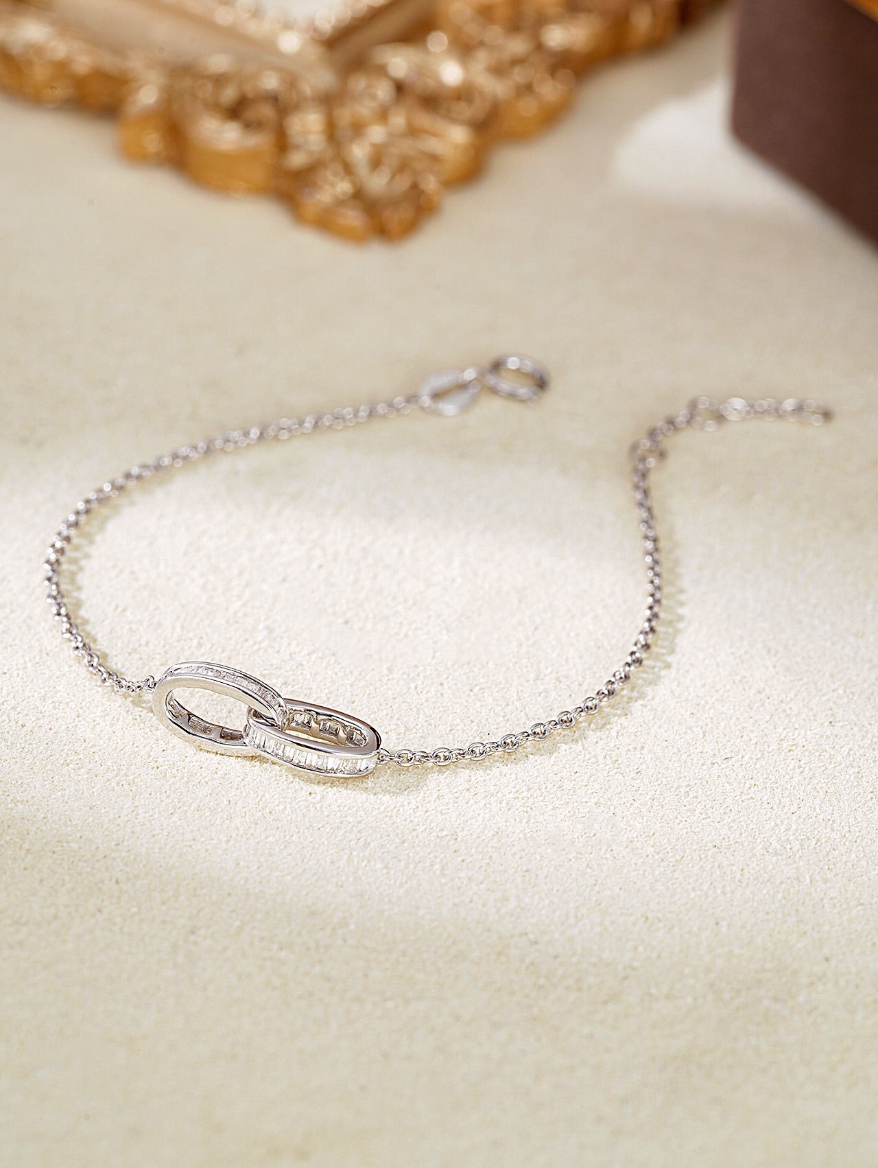 Diamond Double Loop T-Bar Bracelet - Luxury Jewelry - White Diamond Bracelet