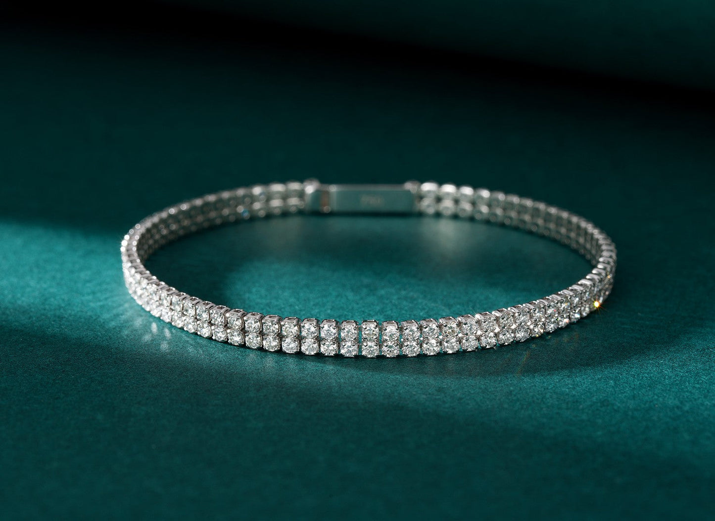 Diamond Double Row Bracelet - Luxurious Jewelry Piece - White Diamond Bracelet