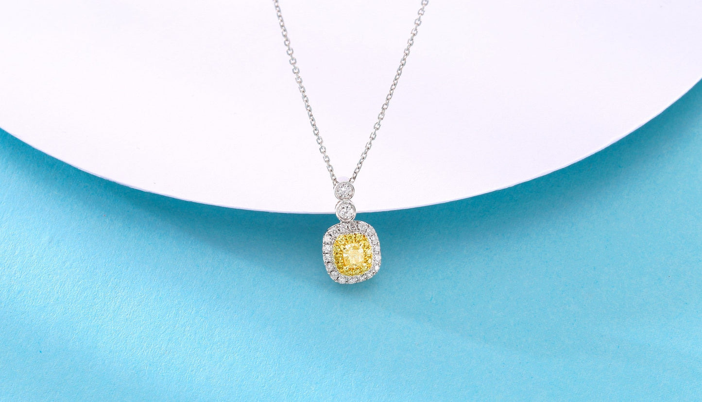 Diamond Double Stone Melon Pendant Jewelry - Unique and Elegant Choice - Yellow Diamond Pendant