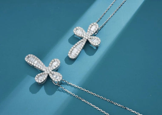 Diamond Drop Cross Pendant Jewelry - A Unique and Sparkling Choice - White Diamond Pendant