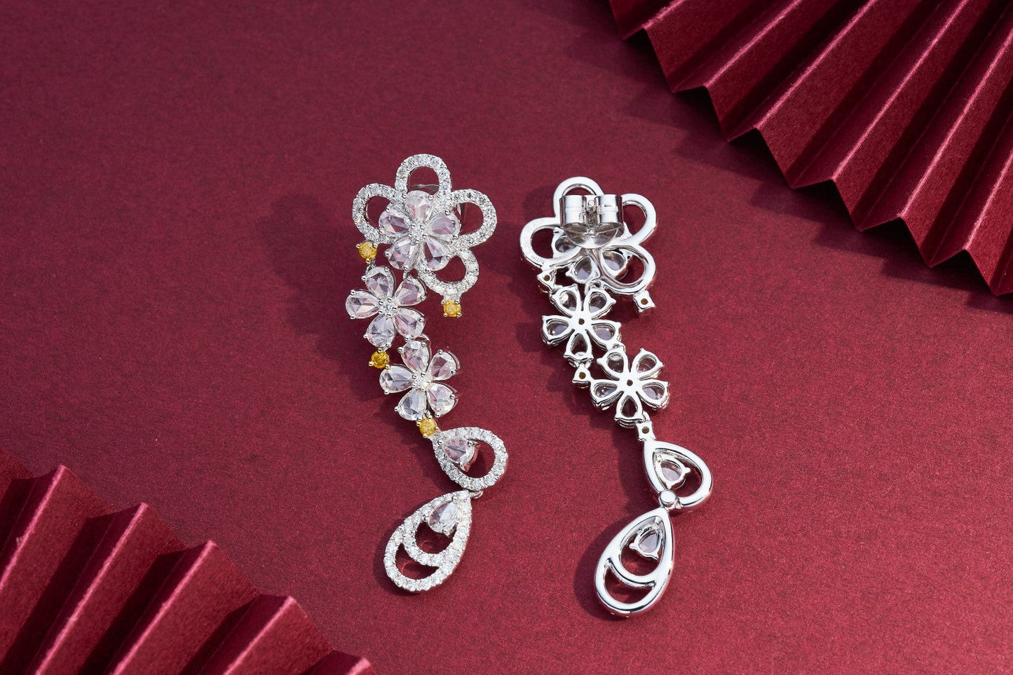 Diamond Drop Earrings with Rose Cut - A Luxurious Jewelry Piece Jeweler.Jewelry