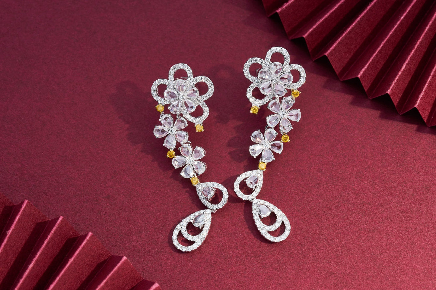 Diamond Drop Earrings with Rose Cut - A Luxurious Jewelry Piece Jeweler.Jewelry