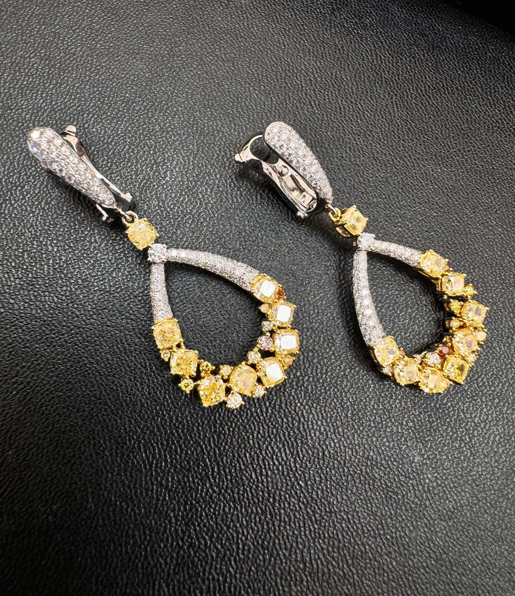 Diamond Drop Earrings with Yellow Sapphire - Premium Jewelry Jeweler.Jewelry