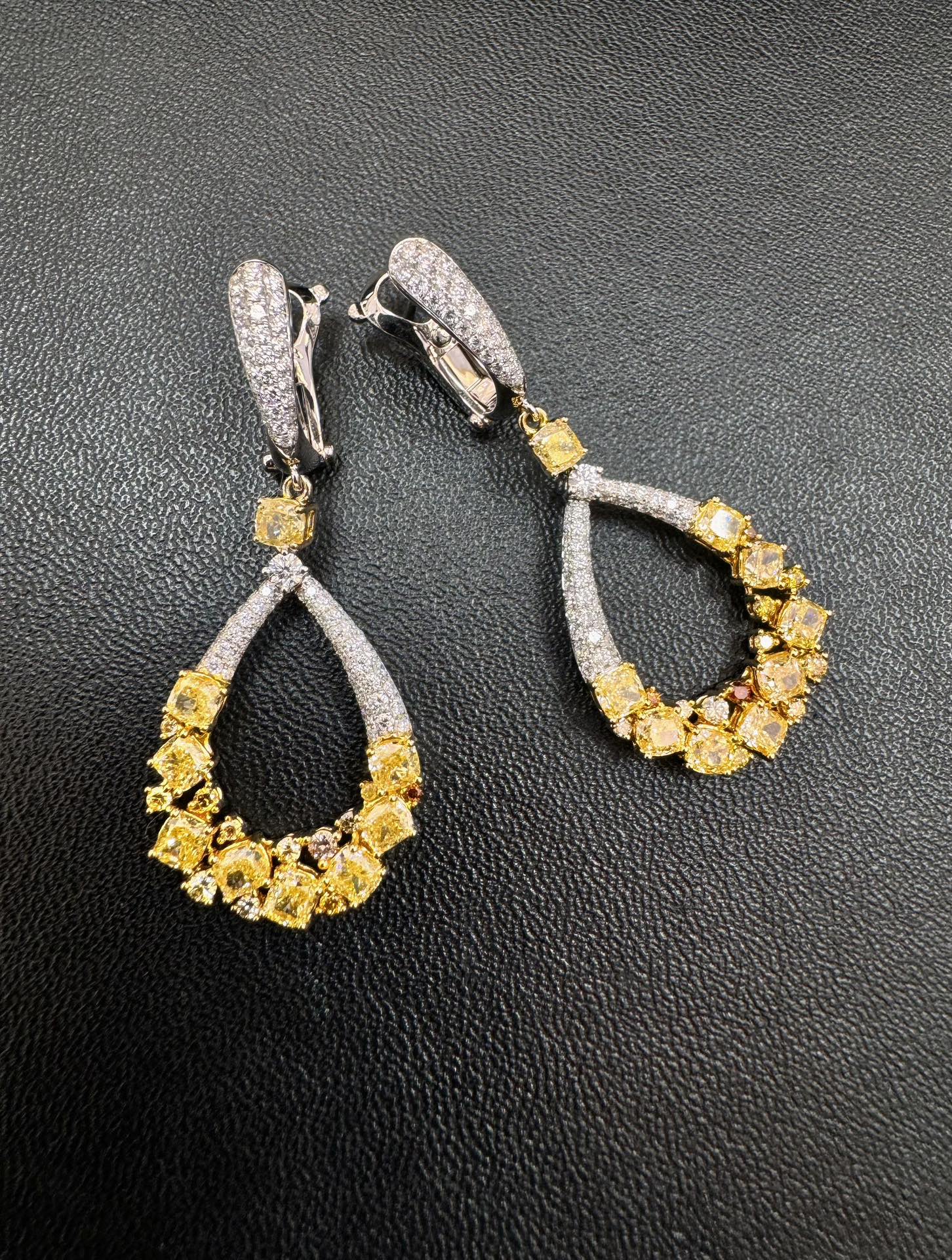 Diamond Drop Earrings with Yellow Sapphire - Premium Jewelry Jeweler.Jewelry