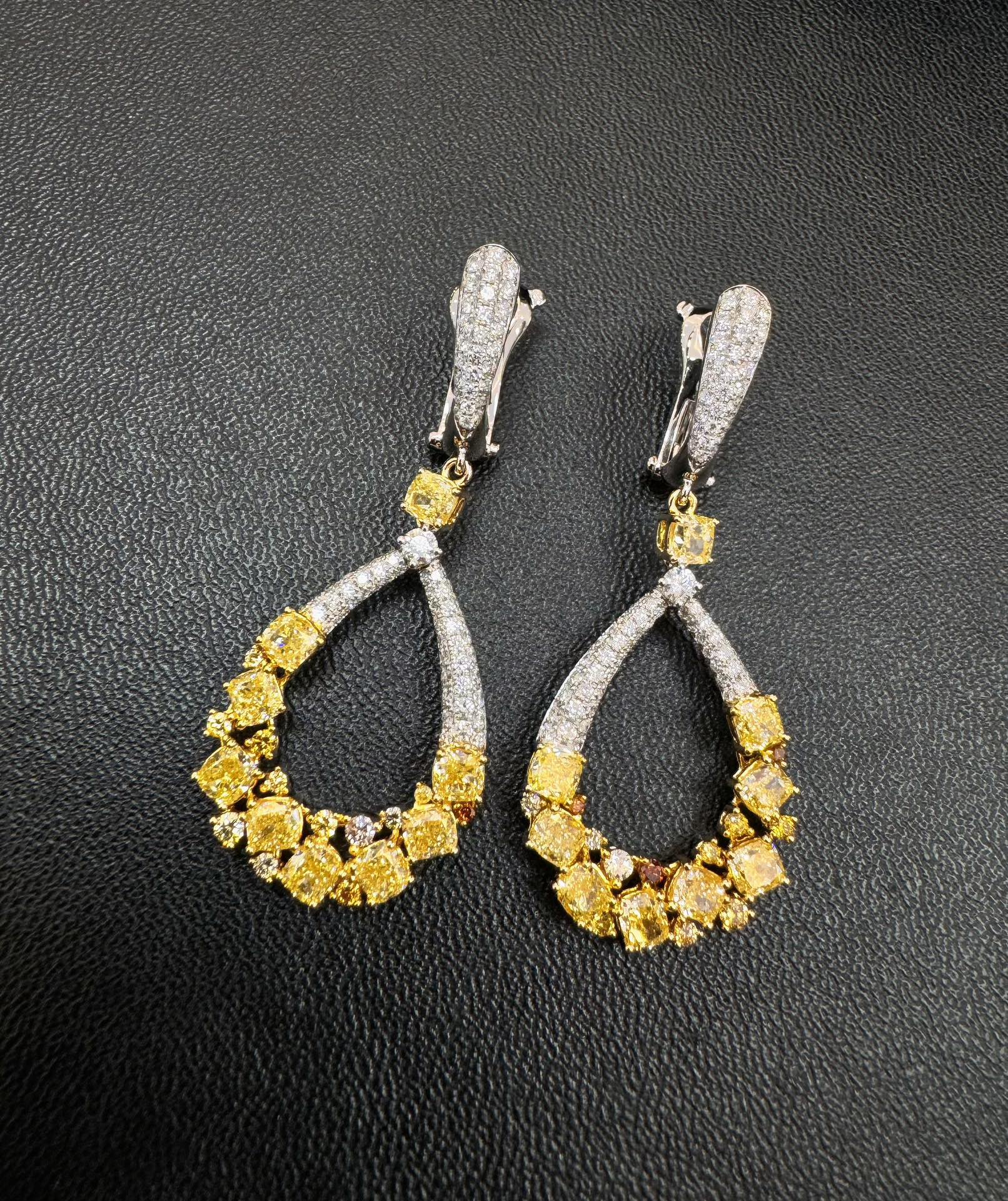 Diamond Drop Earrings with Yellow Sapphire - Premium Jewelry Jeweler.Jewelry