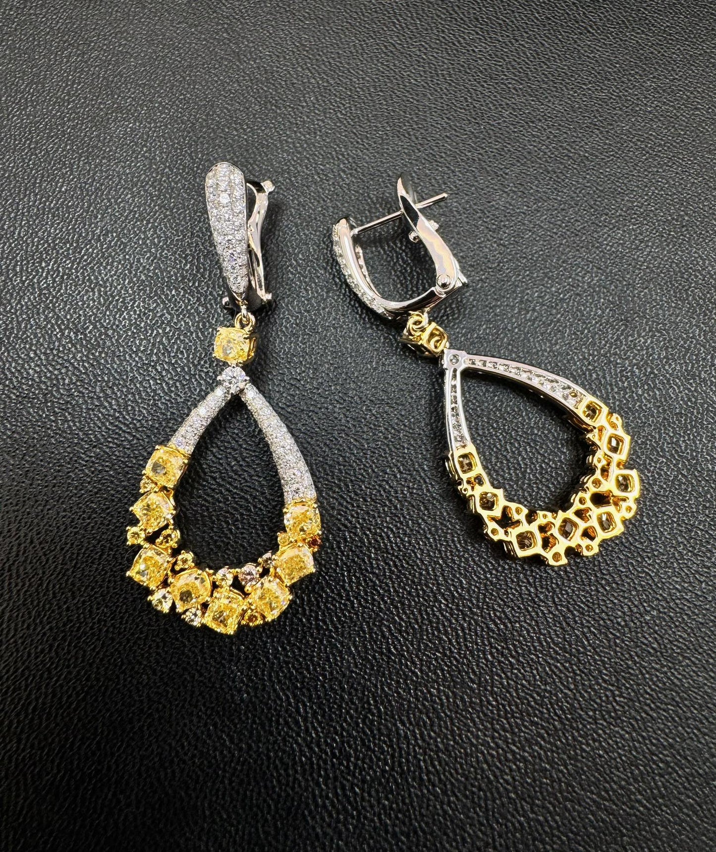 Diamond Drop Earrings with Yellow Sapphire - Premium Jewelry Jeweler.Jewelry