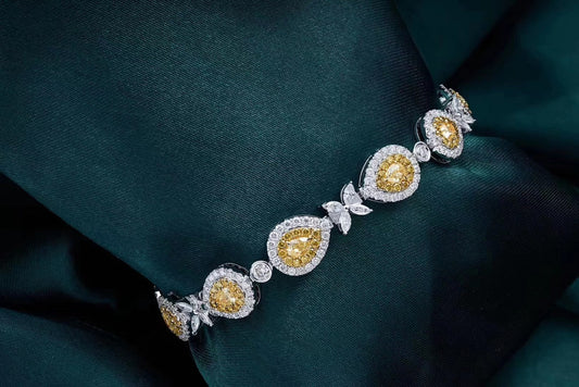 Diamond Drop Pendant Bracelet - Exquisite Jewelry Piece - Yellow Diamond Bracelet