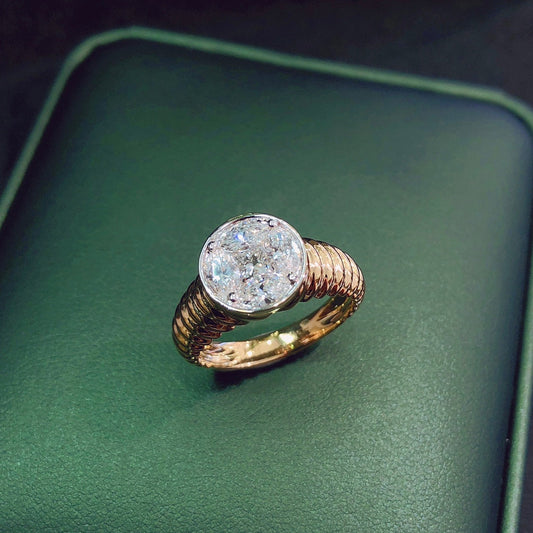 Diamond-Encrusted Ancient Coin Thread Ring - Unique Jewelry Piece - White Diamond Ring