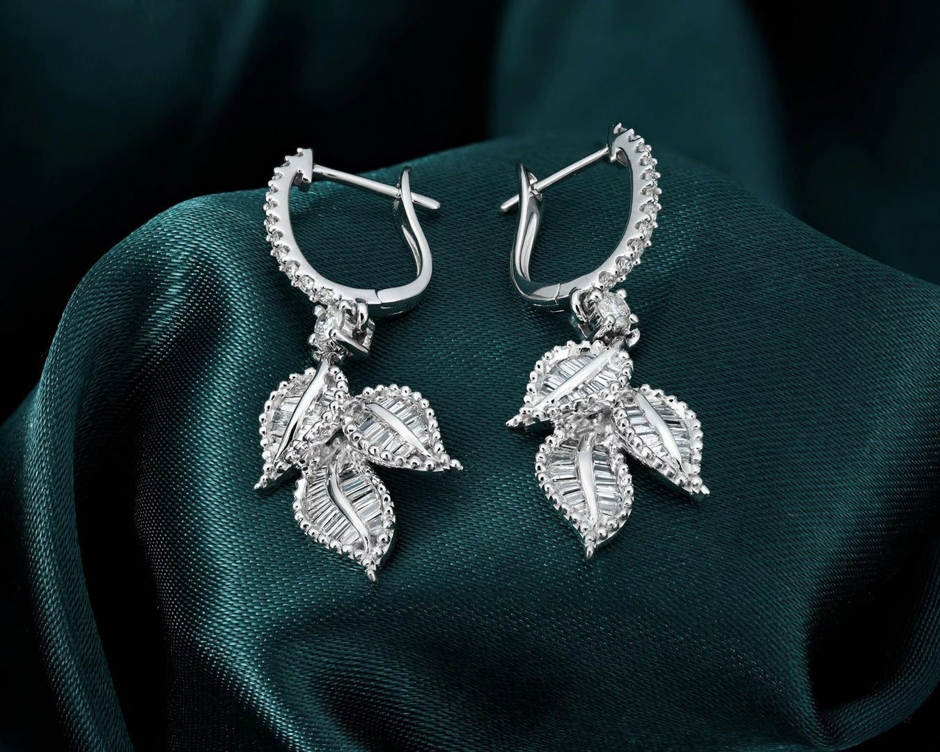 Diamond-Encrusted Leaf Earrings - A Unique Jewelry Piece - Jeweler.Jewelry