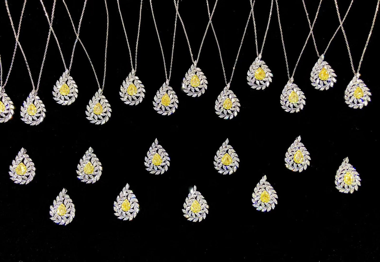 Diamond-Encrusted Olive Branch Pendant Jewelry - Yellow Diamond Pendant