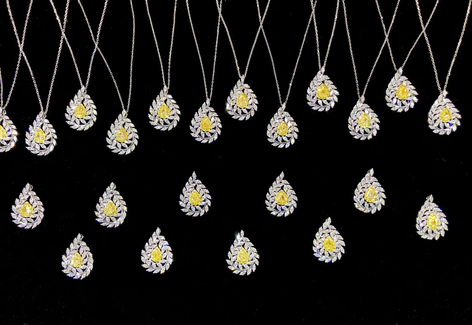 Diamond-Encrusted Olive Branch Pendant Jewelry - Yellow Diamond Pendant