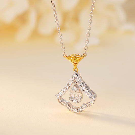 Diamond-Encrusted Pendant Necklace with Yellow Diamond Accent - Elegant Jewelry Piece - Yellow Diamond Pendant