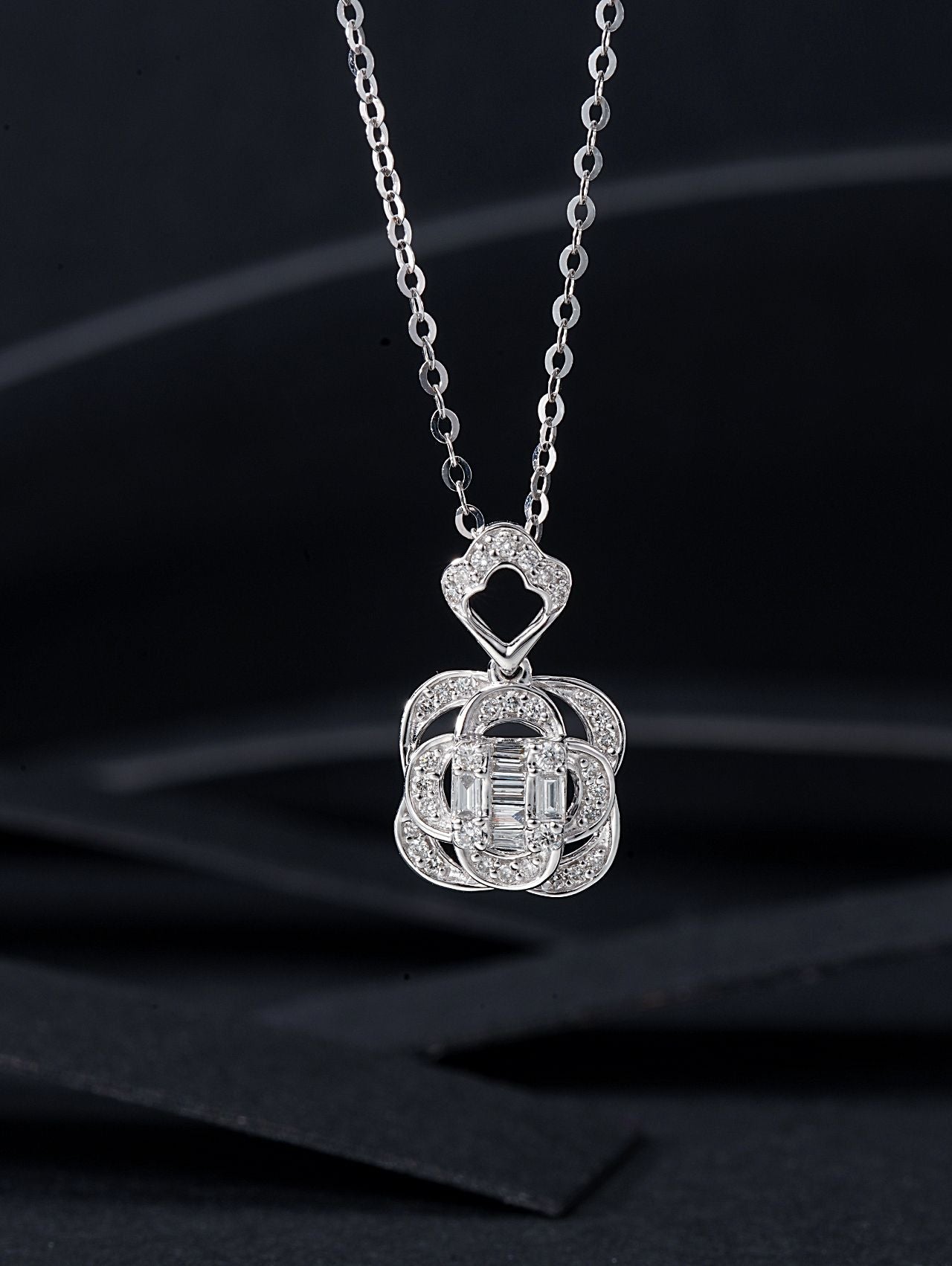 Diamond Encrusted Square Sugar Pendant - Unique Jewelry Piece - White Diamond Pendant