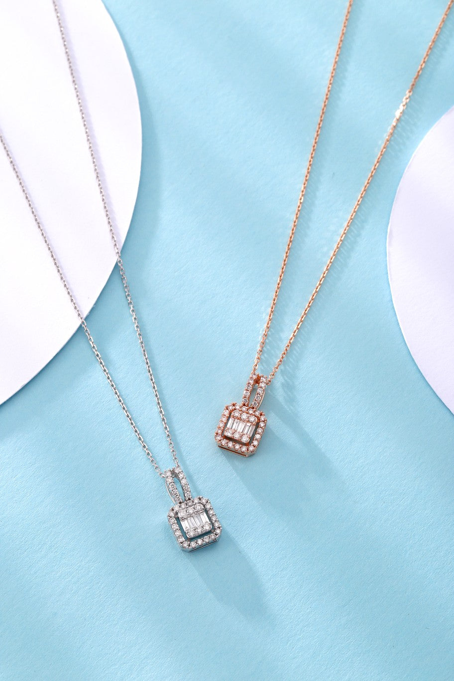 Diamond-Encrusted Square T Pendant Jewelry - White Diamond Pendant