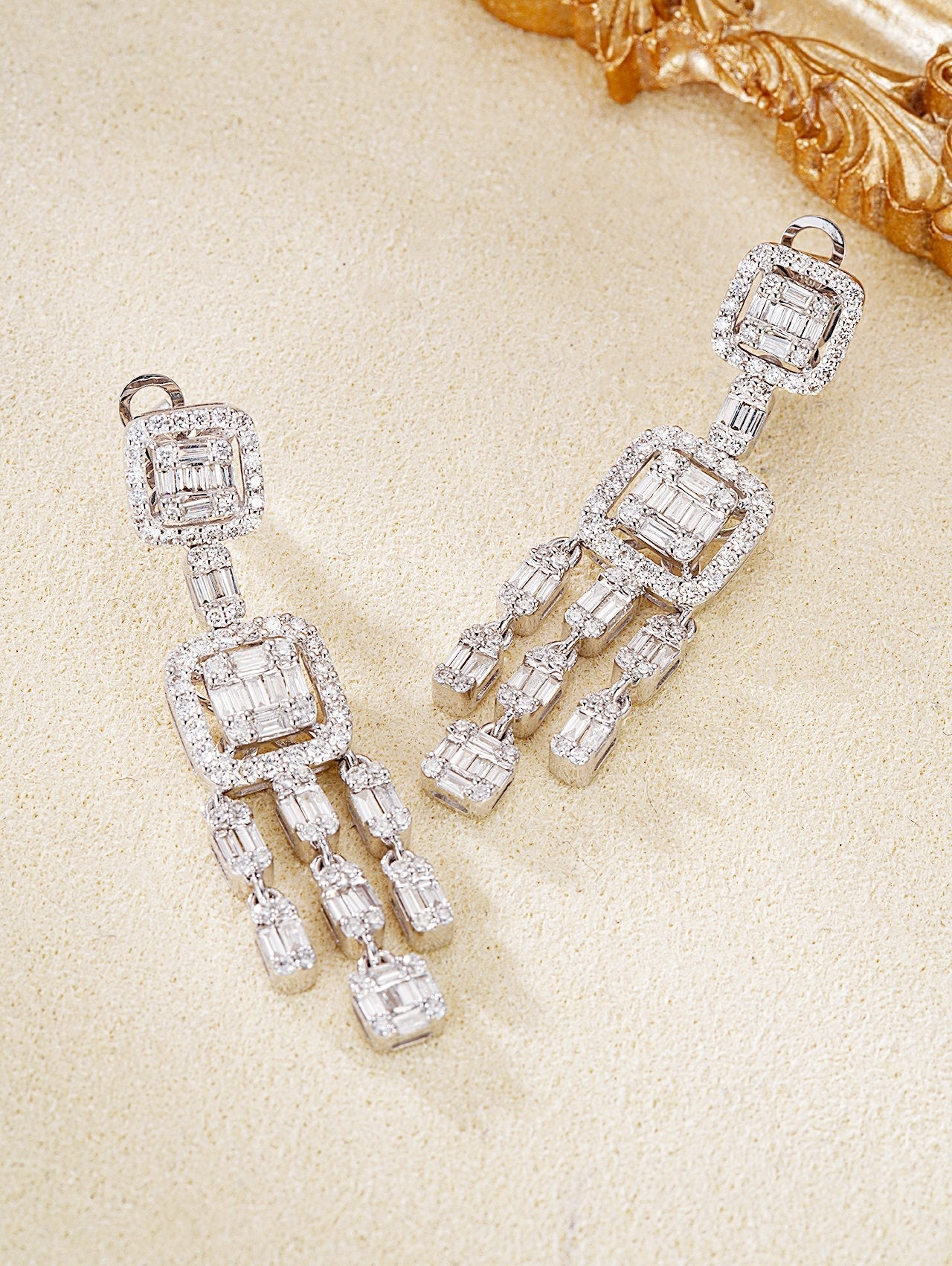 Diamond Encrusted T-Shape Square Sugar Drop Earrings – Luxurious Jewelry - Jeweler.Jewelry