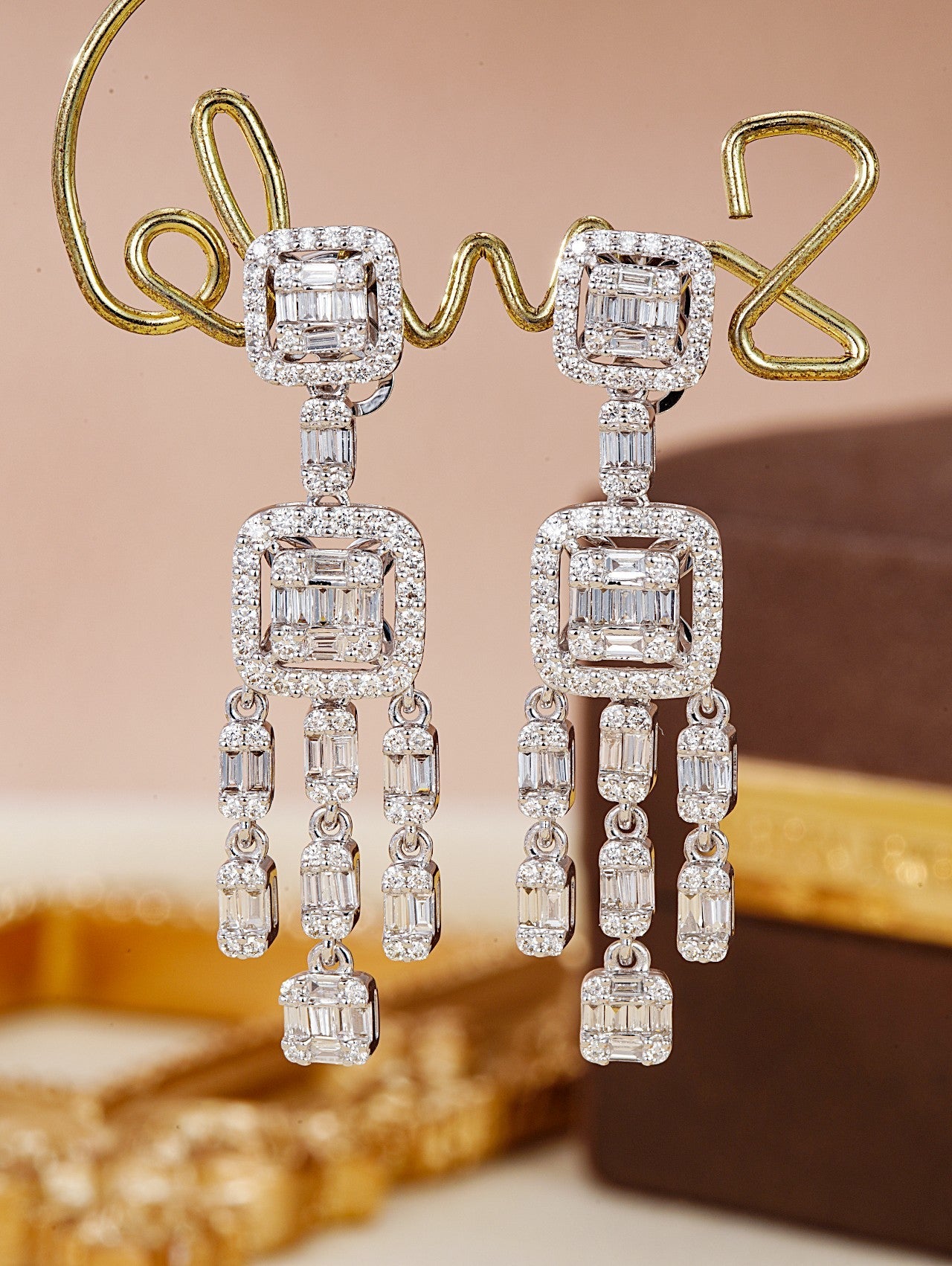 Diamond Encrusted T-Shape Square Sugar Drop Earrings – Luxurious Jewelry - Jeweler.Jewelry