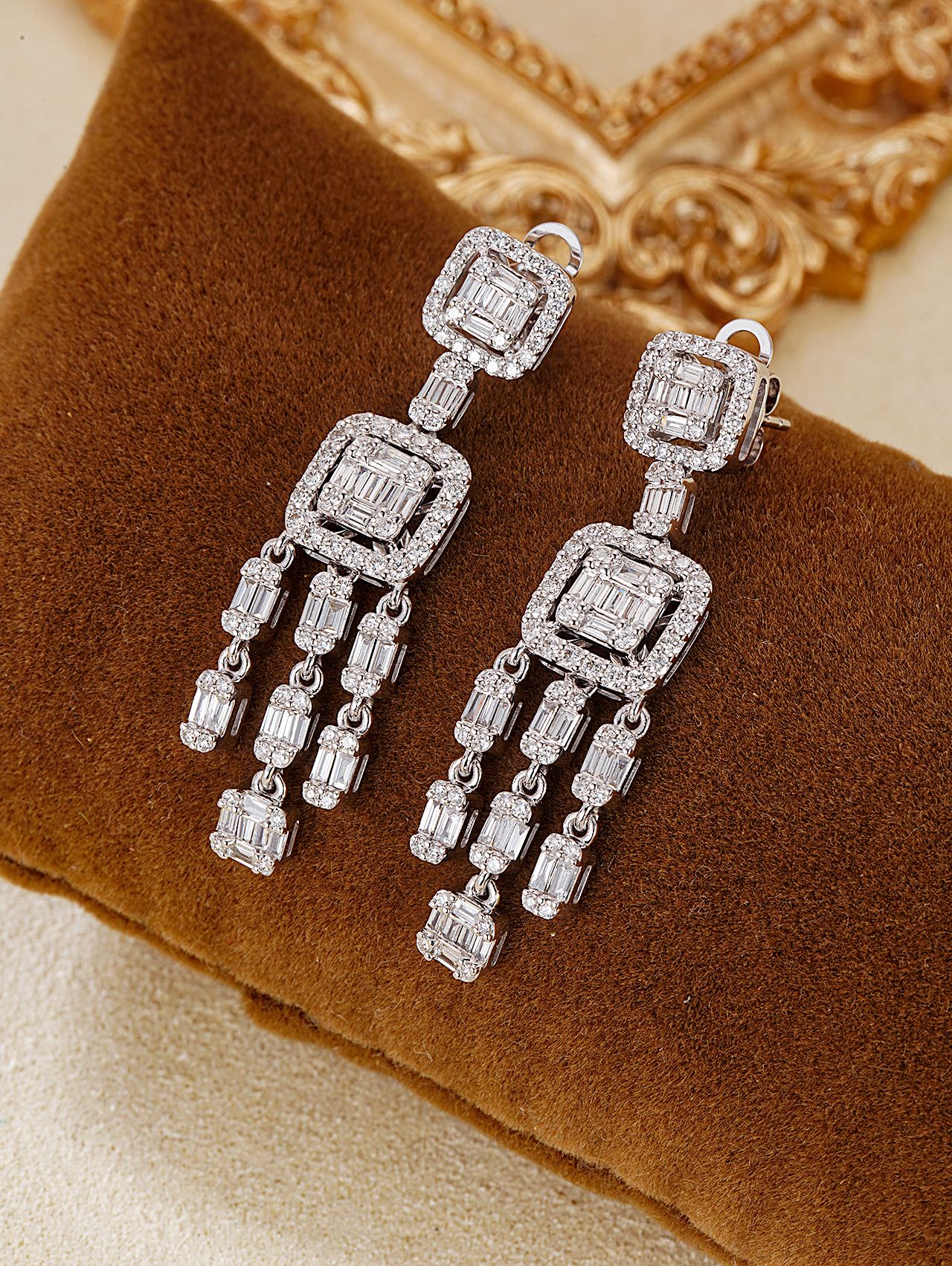 Diamond Encrusted T-Shape Square Sugar Drop Earrings – Luxurious Jewelry - Jeweler.Jewelry