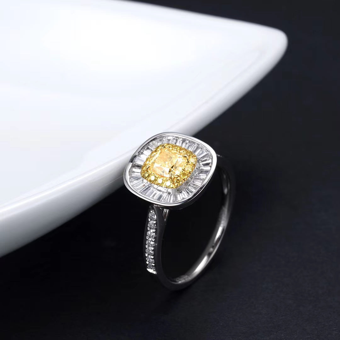 Diamond Encrusted T-Shaped Ring - Premium Jewelry - Yellow Diamond Ring