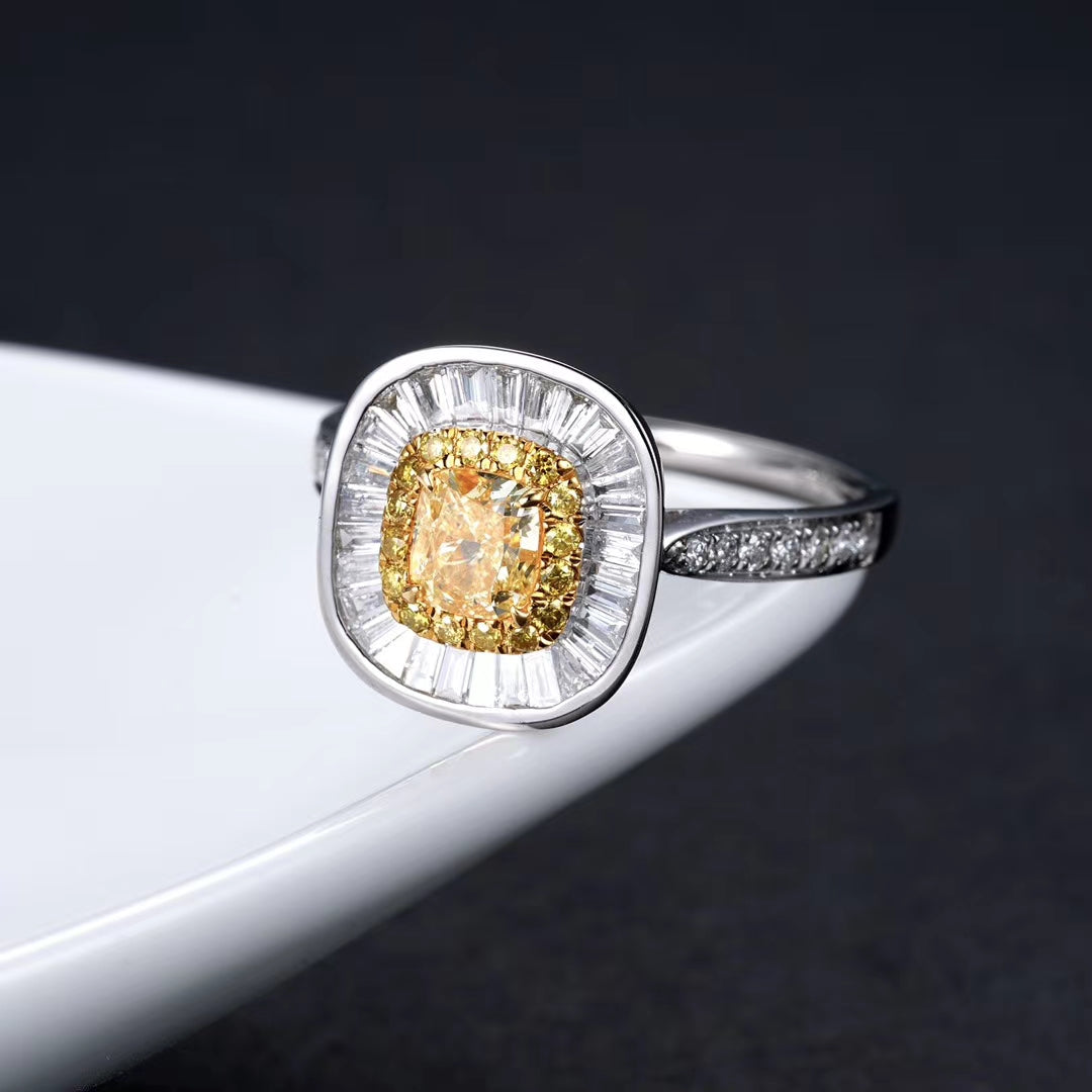 Diamond Encrusted T-Shaped Ring - Premium Jewelry - Yellow Diamond Ring