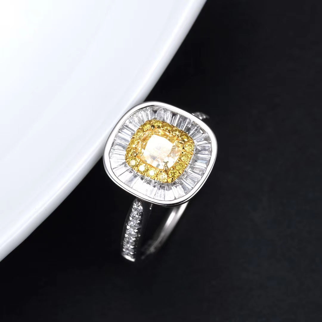 Diamond Encrusted T-Shaped Ring - Premium Jewelry - Yellow Diamond Ring