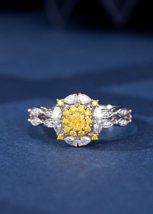 Diamond-Encrusted Teardrop Ring - Exquisite Jewelry Piece - Yellow Diamond Ring