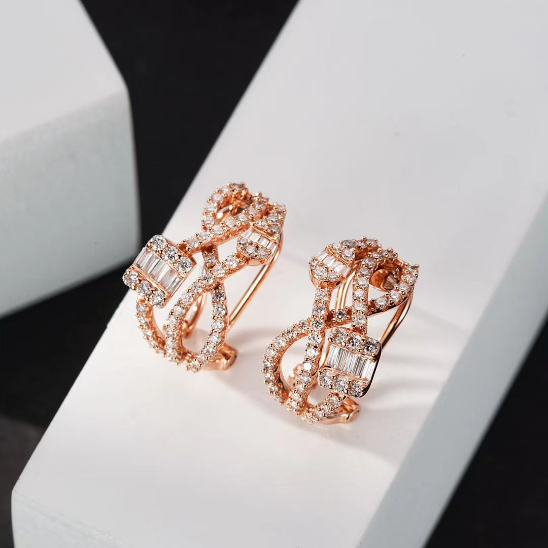 Diamond-Encrusted Waterdrop Square Candy Intertwined Earrings - Luxurious Jewelry - Jeweler.Jewelry