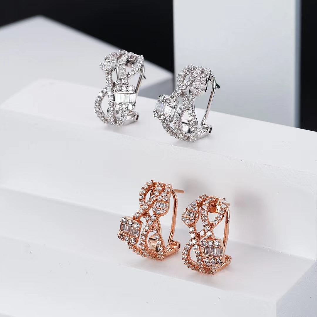 Diamond-Encrusted Waterdrop Square Candy Intertwined Earrings - Luxurious Jewelry - Jeweler.Jewelry