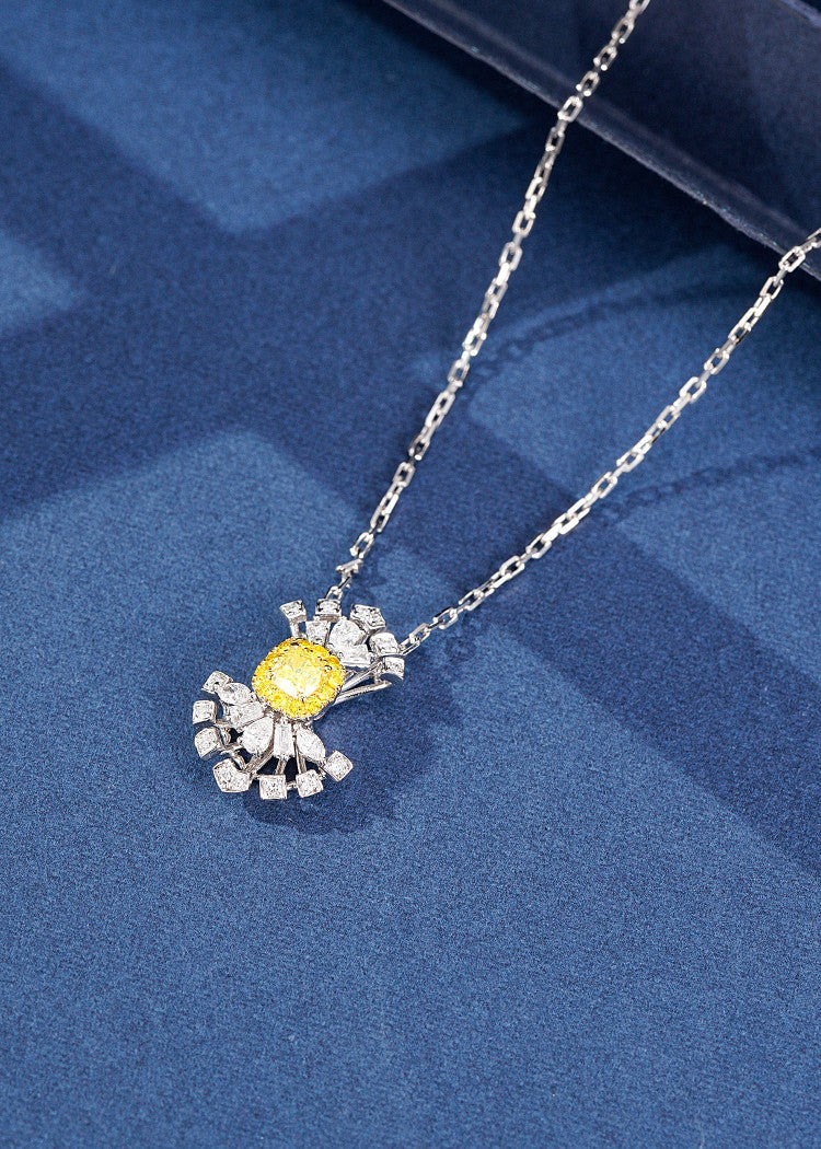 Diamond Fan Pendant Jewelry - Sparkling Elegance - Yellow Diamond Pendant